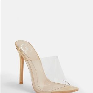 Nude Pointed Clear Mules